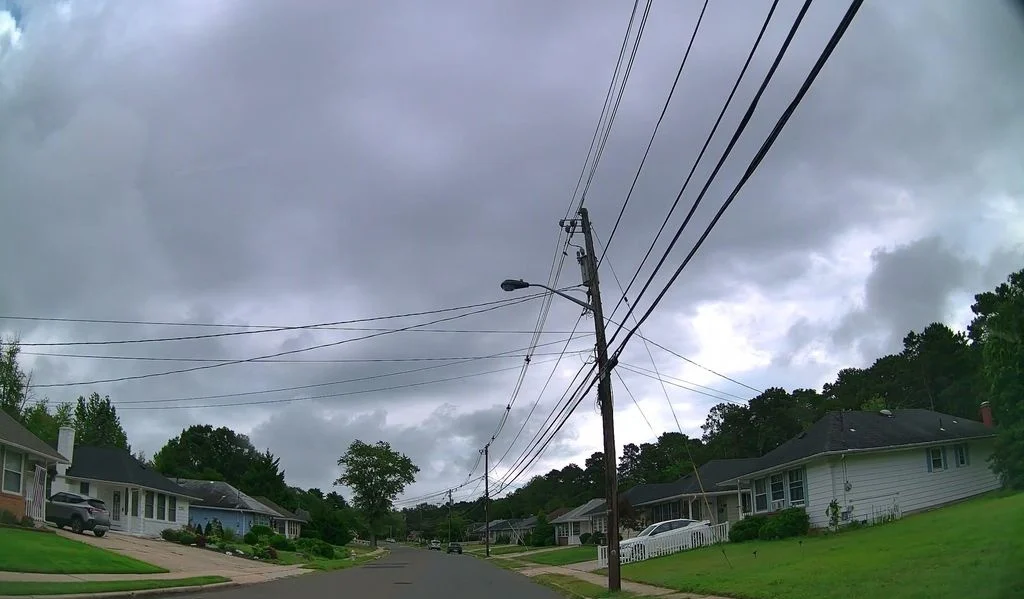 Ranch homes and utility poles along Yorktowne Boulevard
