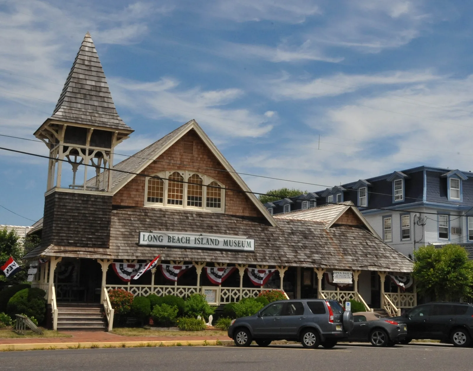 The Long Beach Island Museum in Beach Haven, a shingled former church built in 1882 with a pointed bell tower