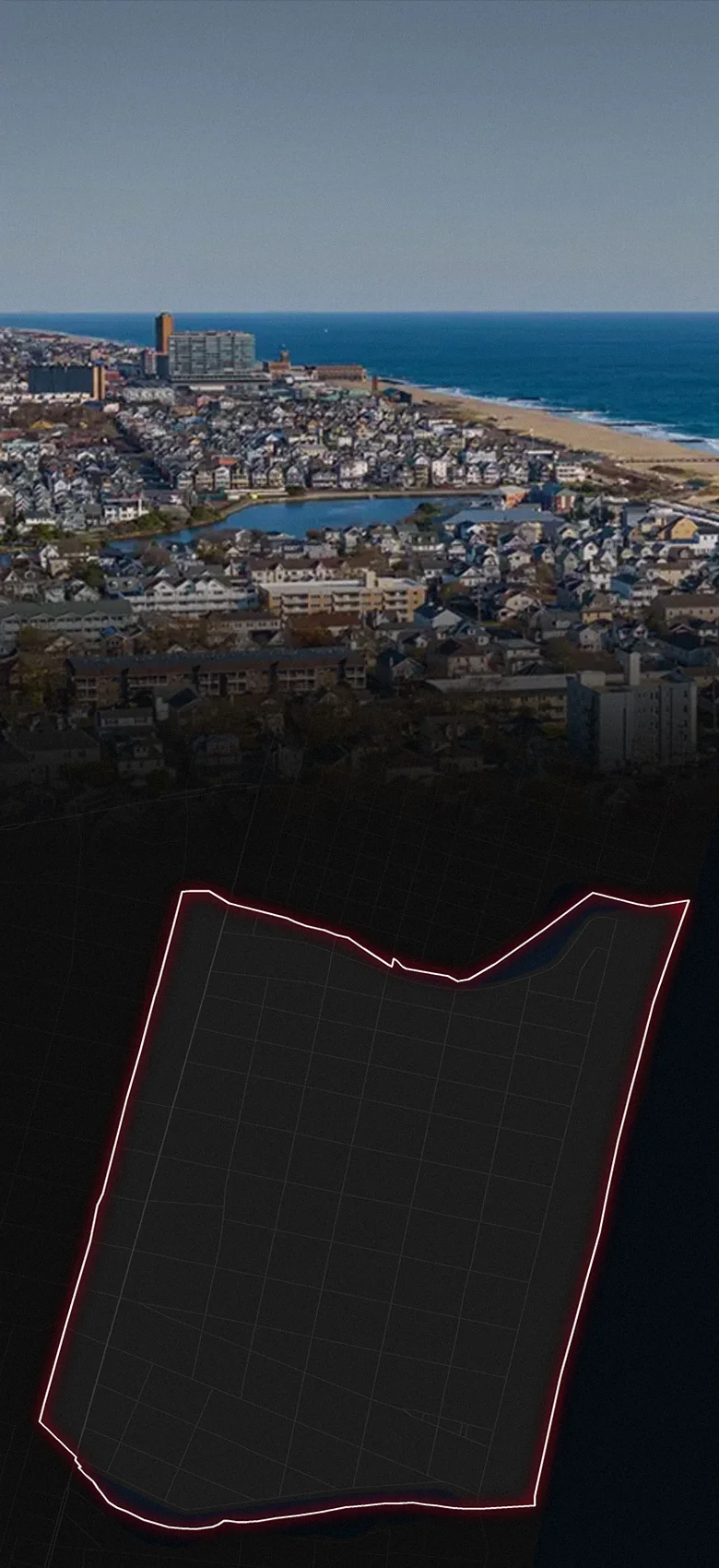 Bradley Beach, fading into a map of Bradley Beach
