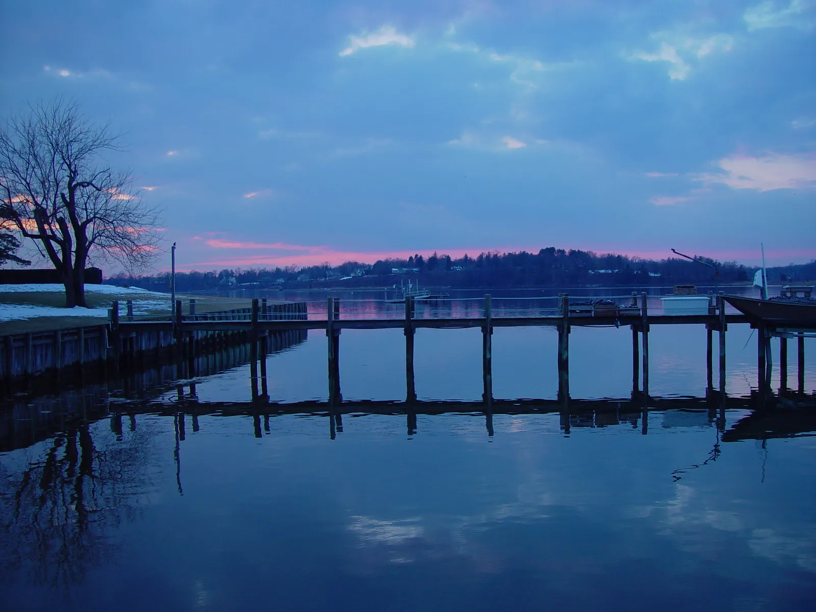 The Navesink River at dusk in winter, seen from the Fair Haven shore