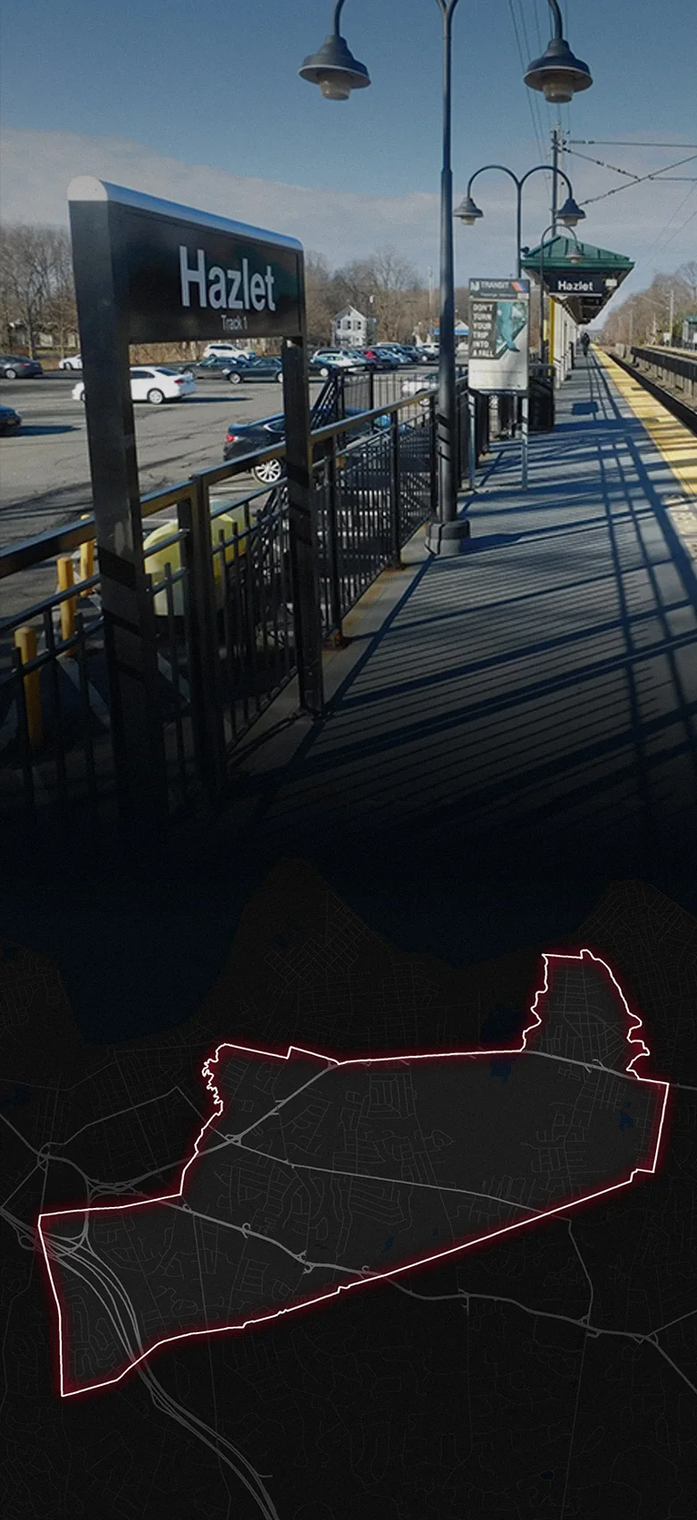 Hazlet, fading into a map of Hazlet