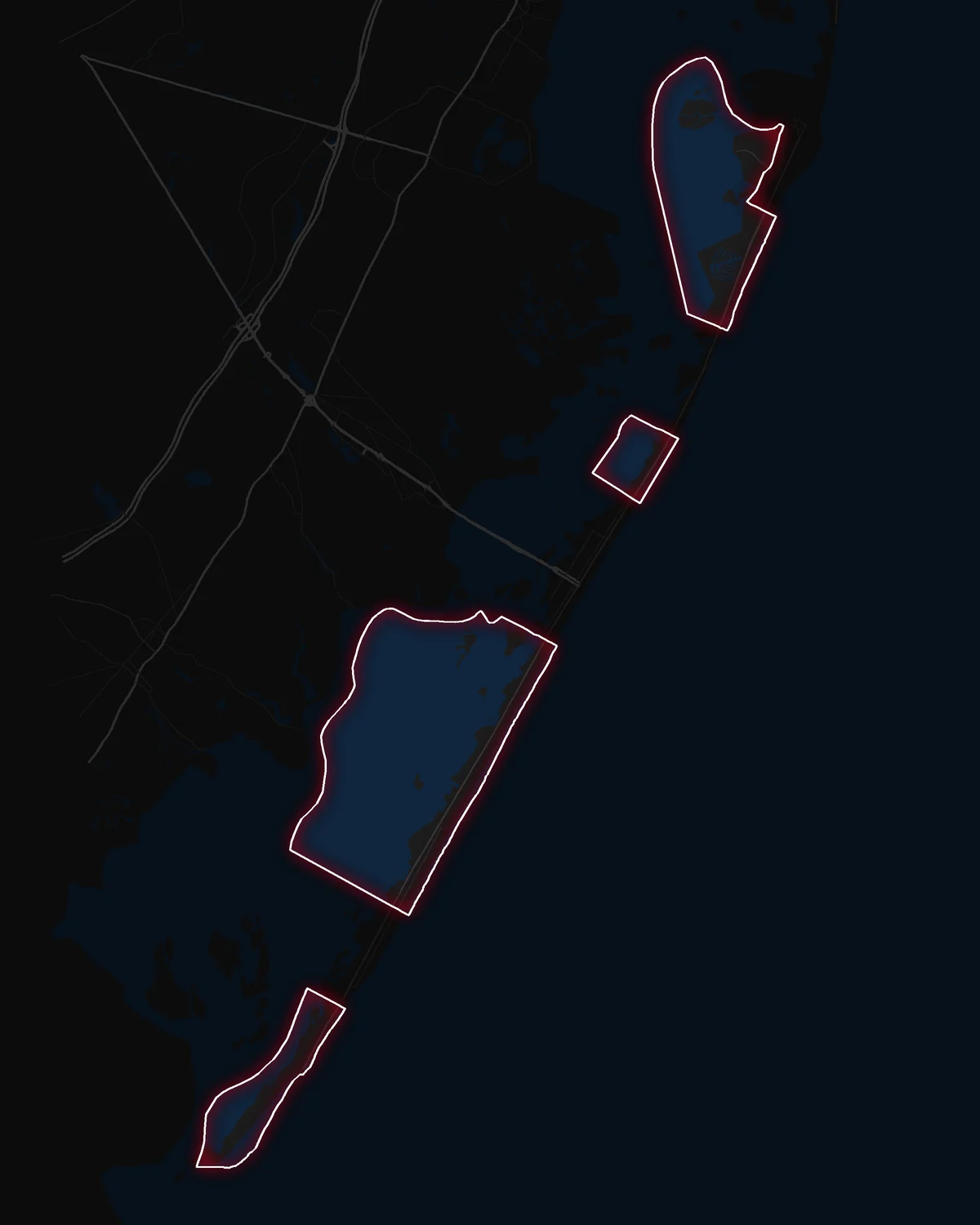 Map of Long Beach Township with its notable neighborhoods marked
