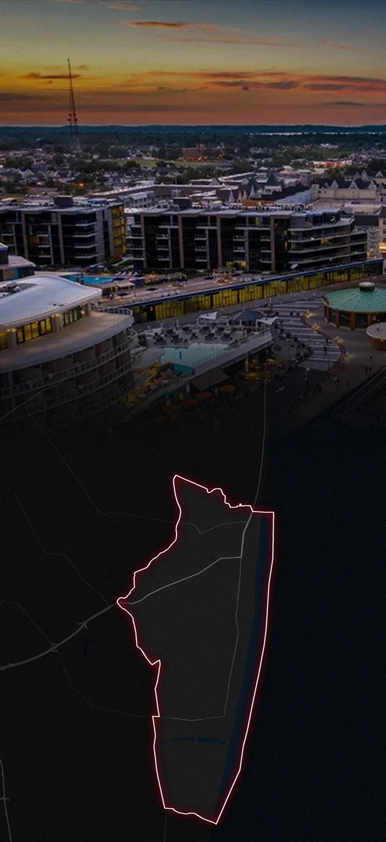 Long Branch, fading into a map of Long Branch