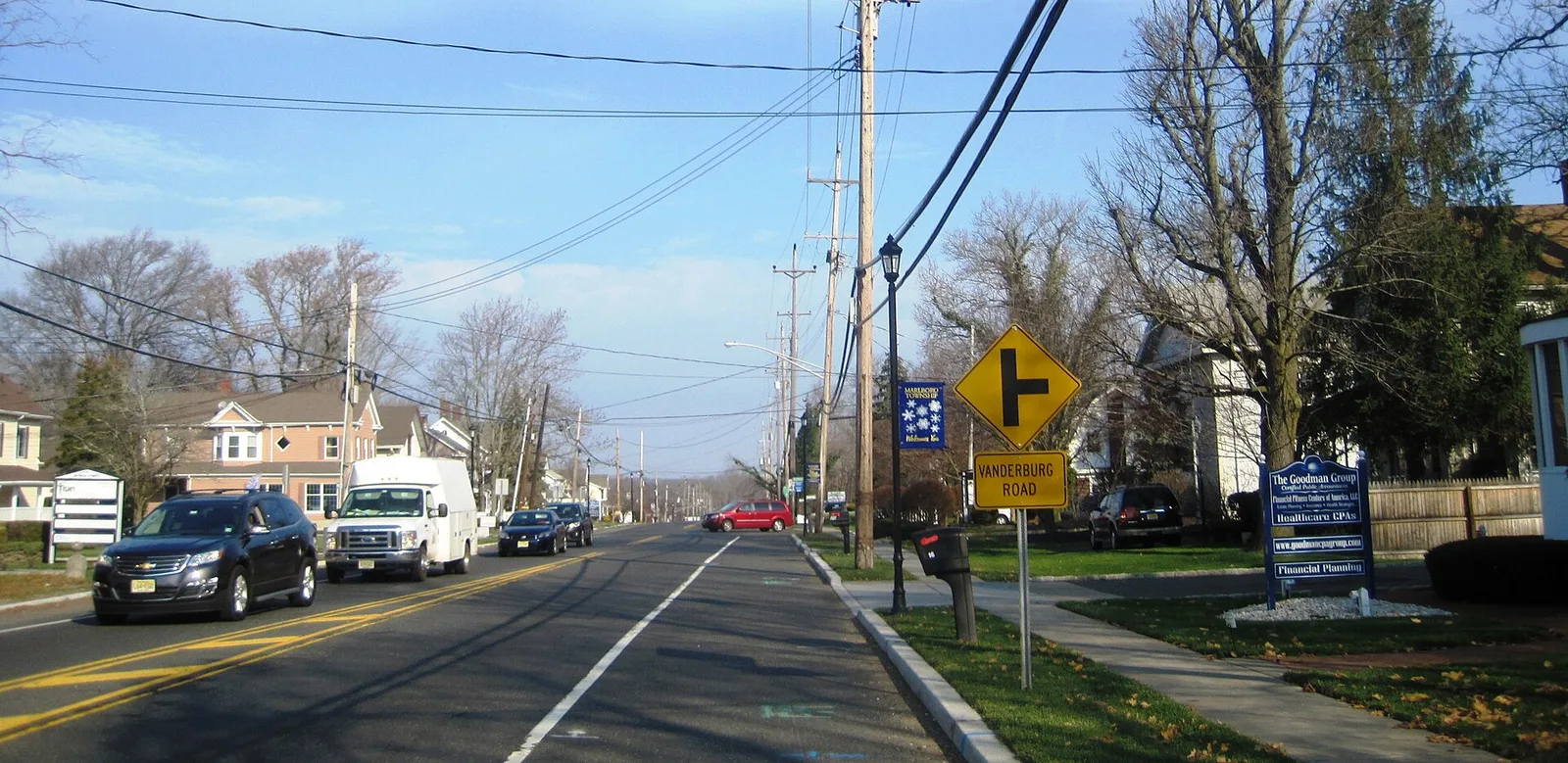 Northbound Route 79 approaching Vanderburg Road in Marlboro Village