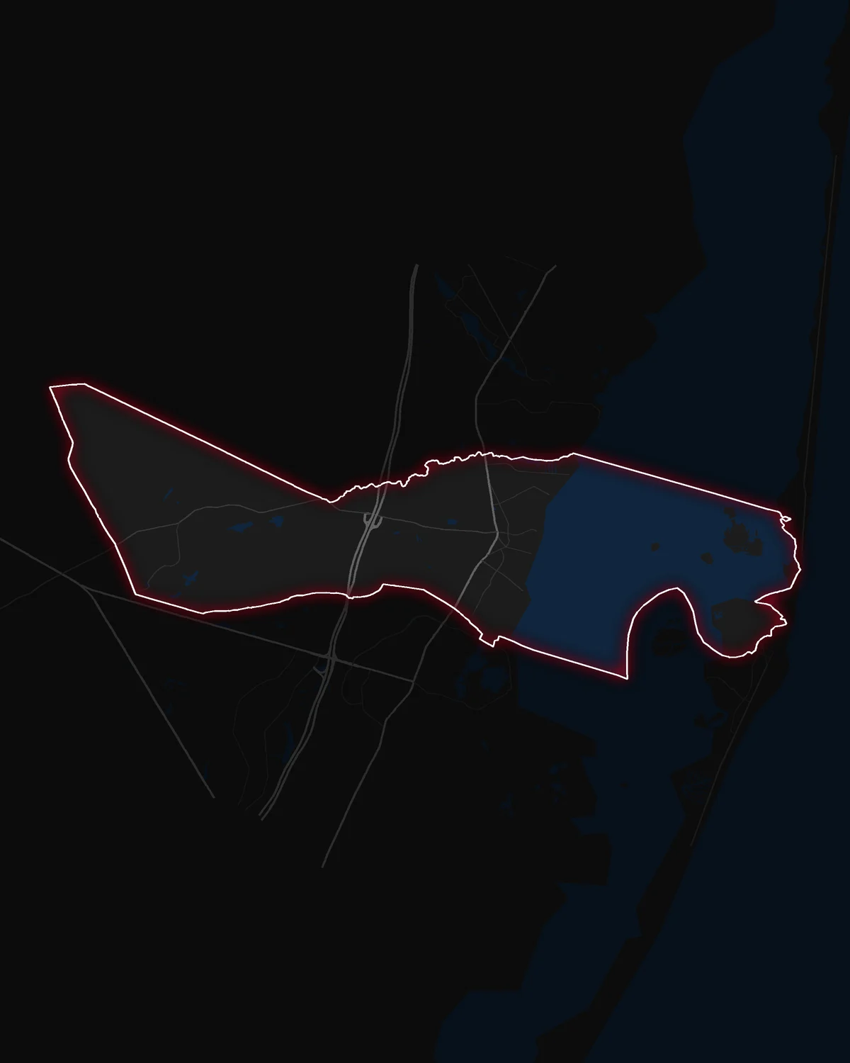 Map of Waretown with its notable neighborhoods marked