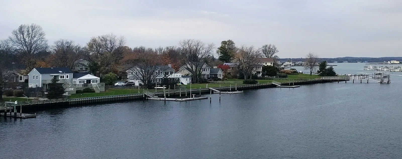 Waterfront homes with docks along Branchport Creek in the Sands Point section of Oceanport