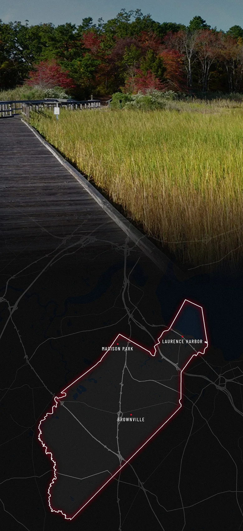 Old Bridge, fading into a map of Old Bridge