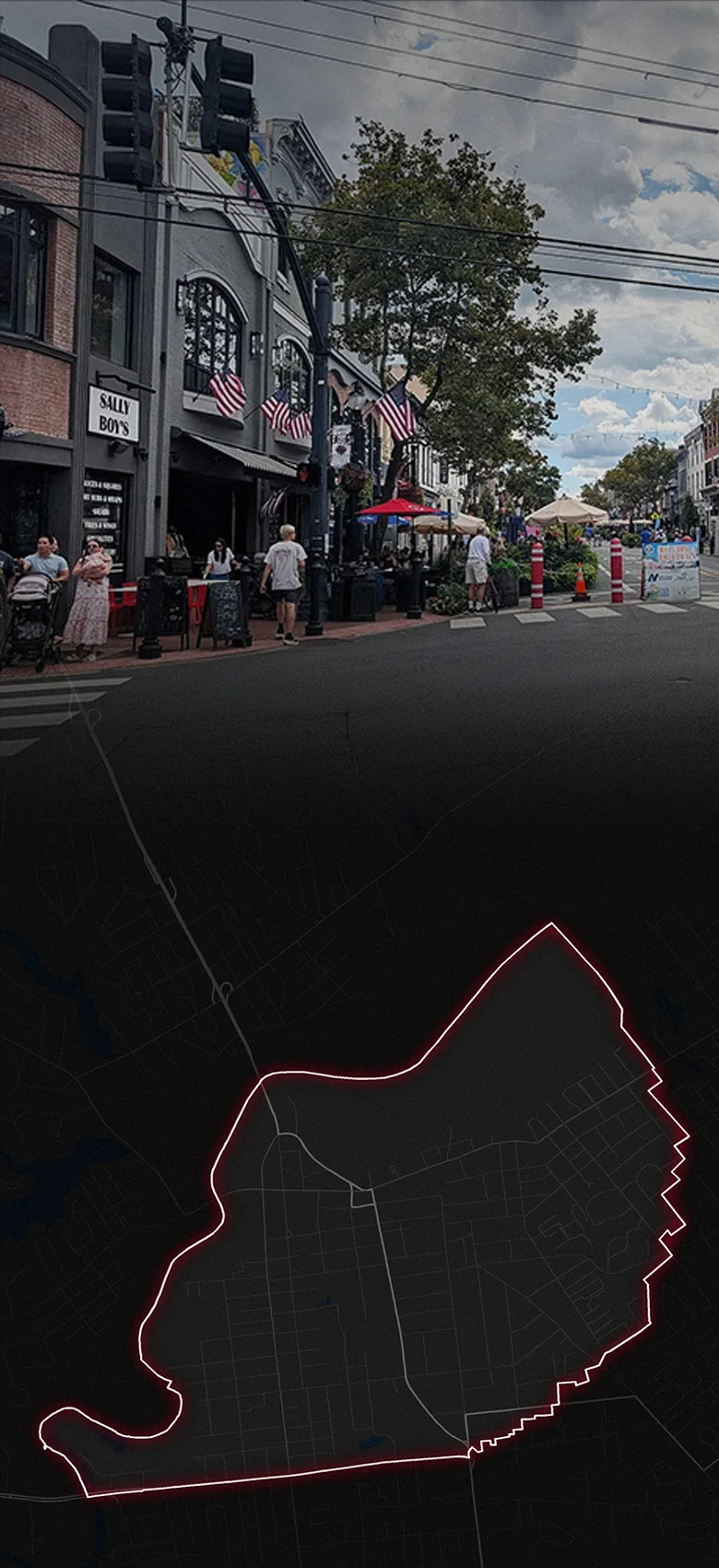 Red Bank, fading into a map of Red Bank