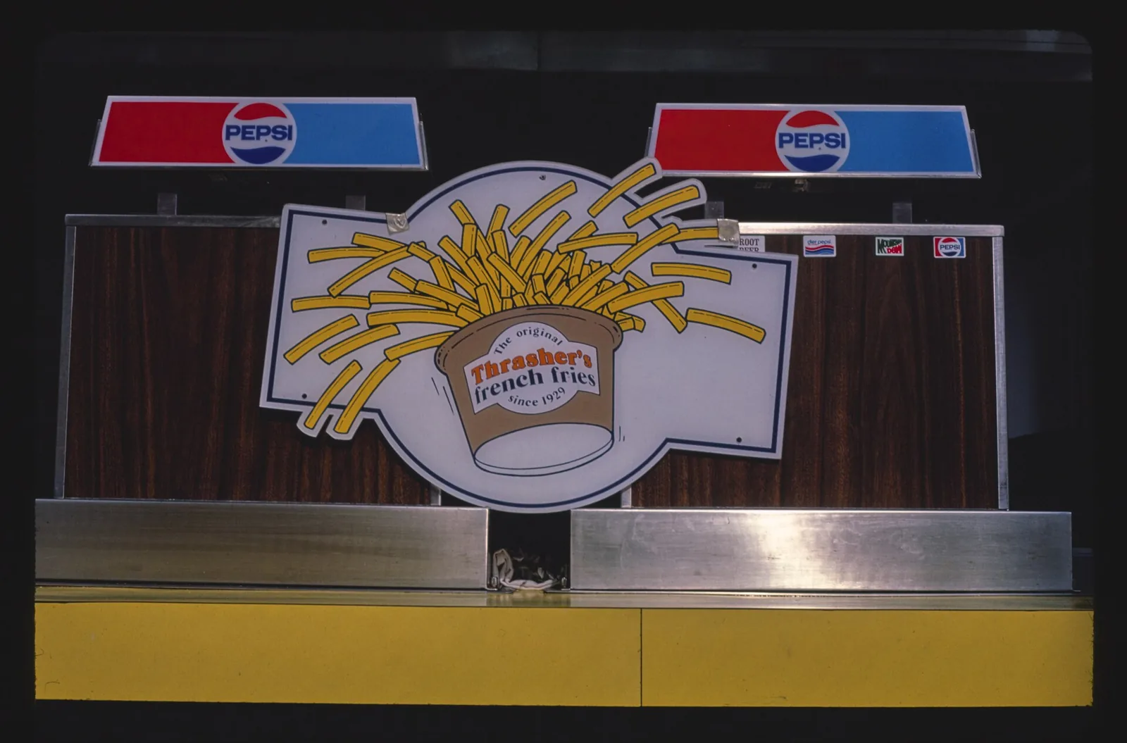 The Thrasher's French Fries sign above the counter on the Seaside Park boardwalk in 1984