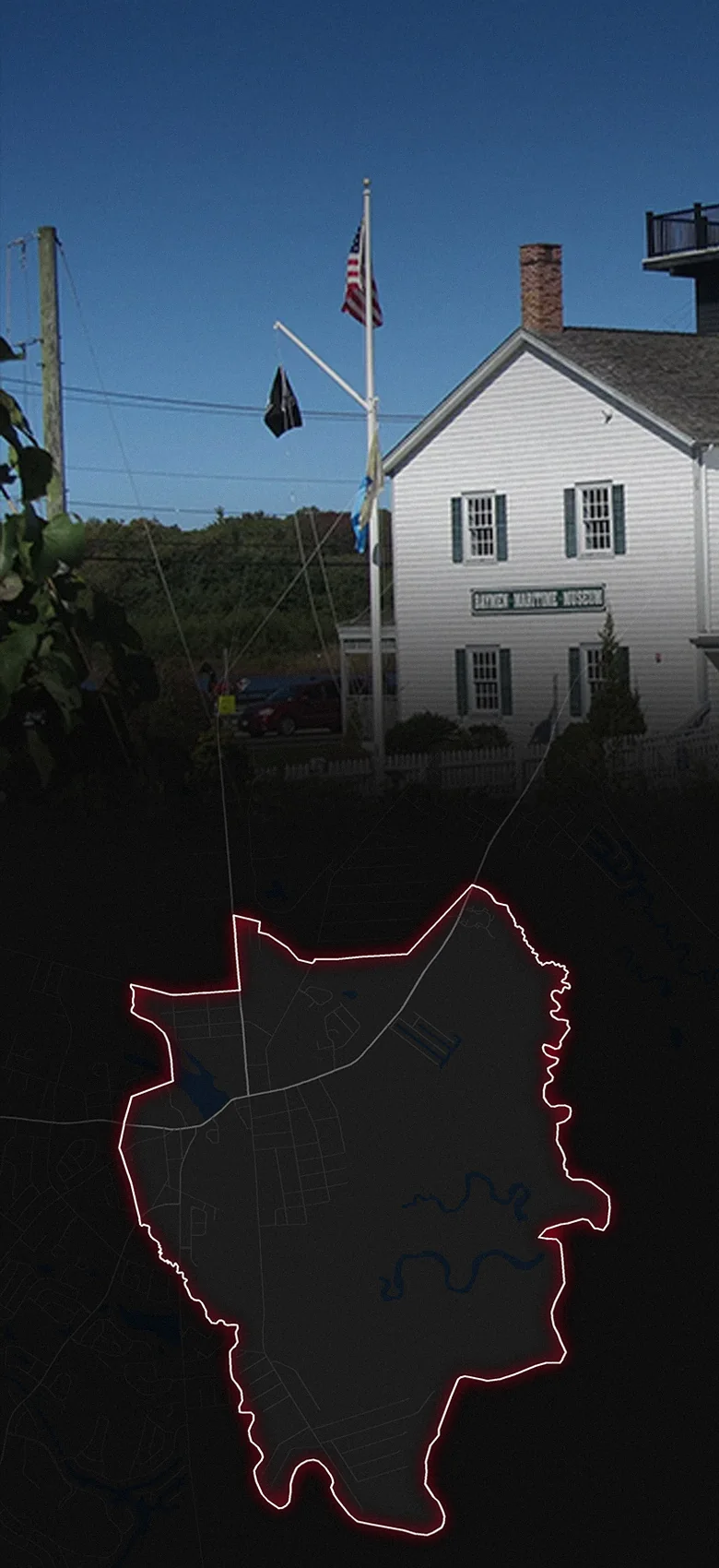 Tuckerton, fading into a map of Tuckerton