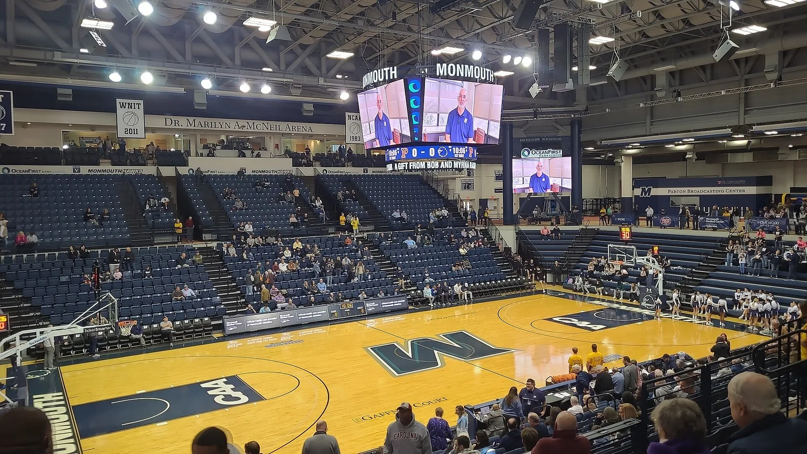 Fans filling the arena before a Monmouth University basketball game at the OceanFirst Bank Center