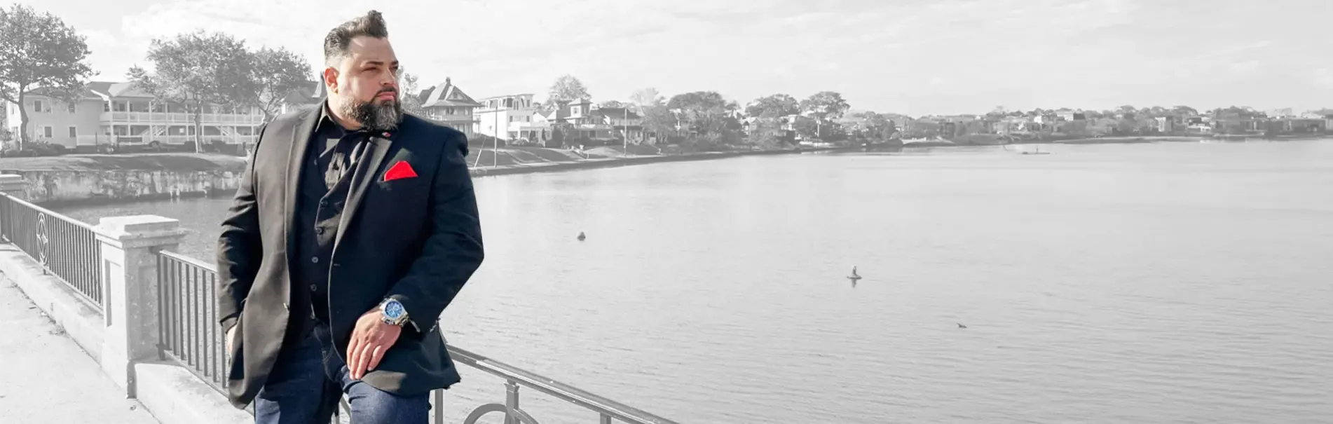 Dennis Mark Interdonato standing by the water on the Jersey Shore
