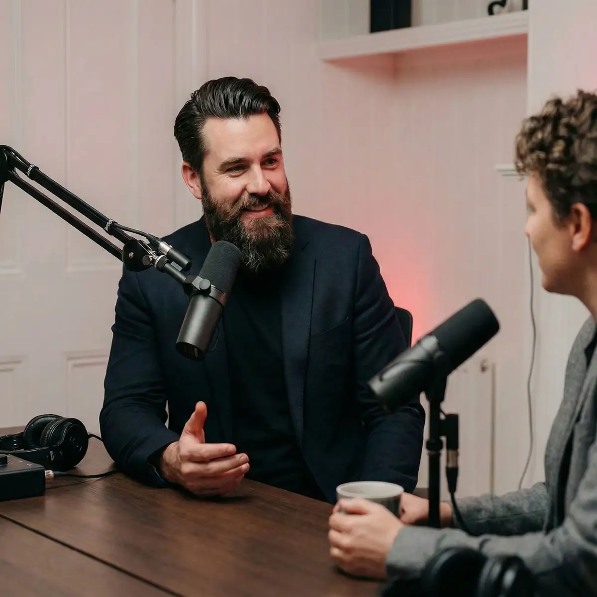 Dennis Mark Interdonato recording an episode of the Hometown Hustle Podcast